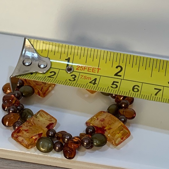 A Stretchable Beaded Bracelet - Brown Orange and Gray - Picture 2 of 4